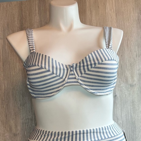 NWT Freshwater underwire striped chambray color bikini top size XXL - Picture 3 of 8